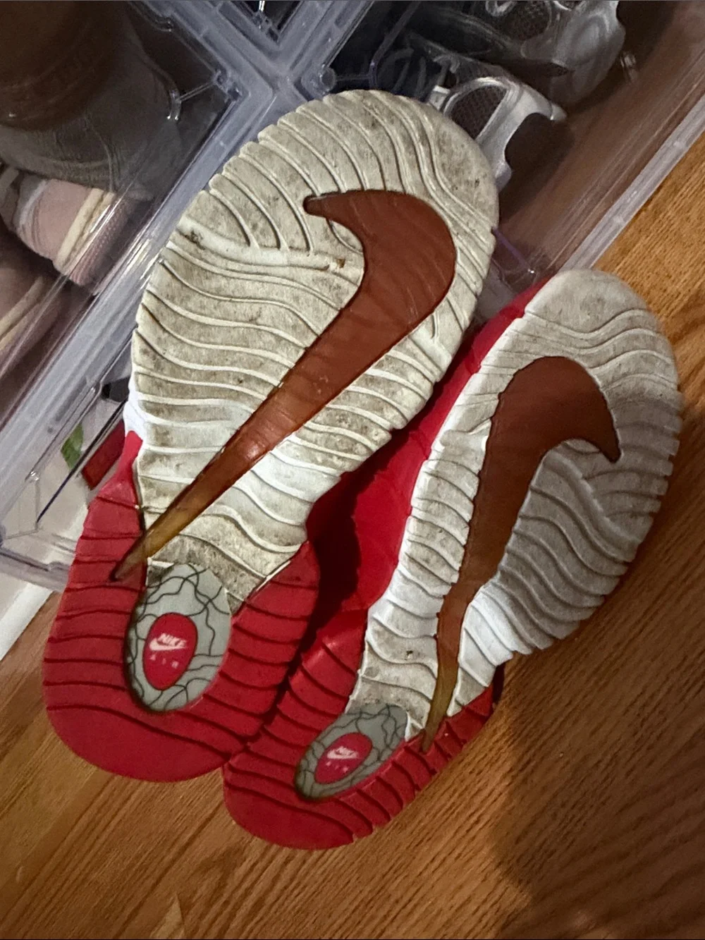 Nike Kids Red and White Lace-Up Sneakers